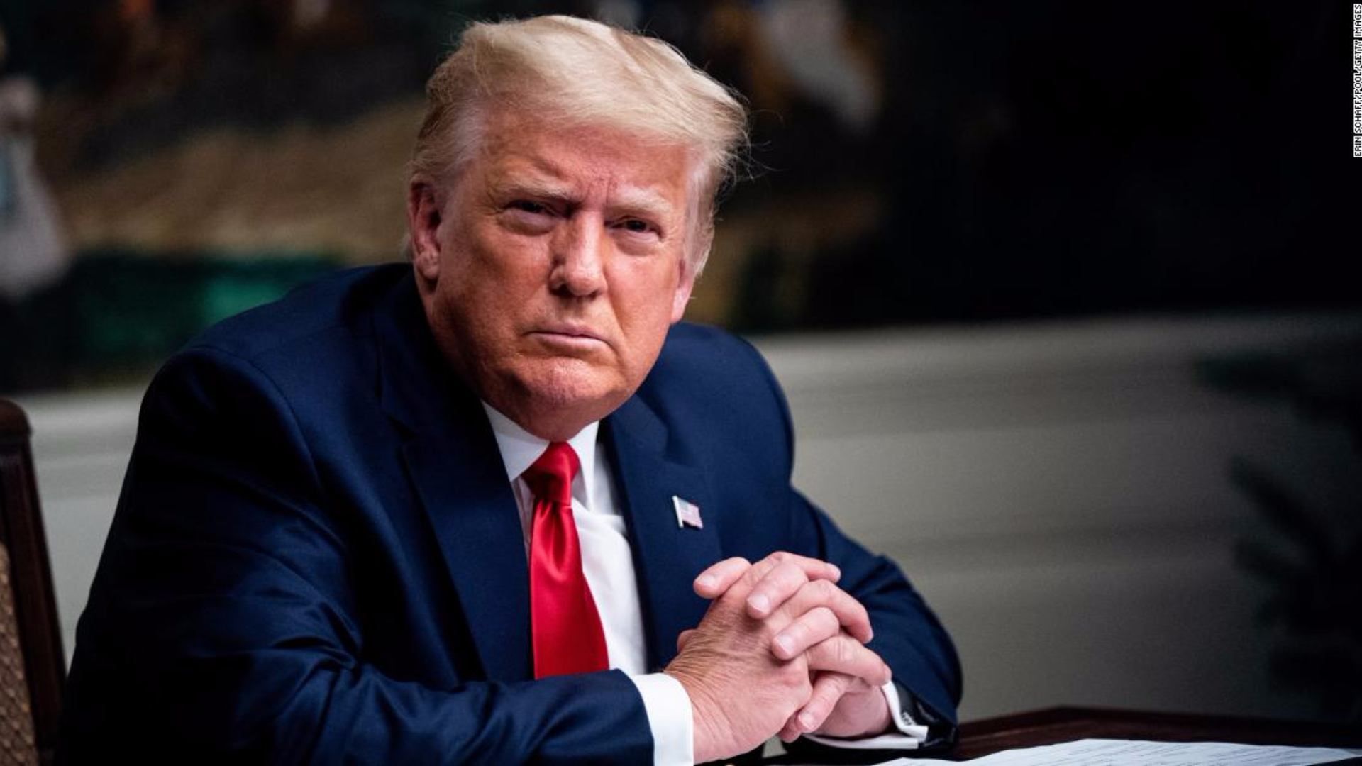 Le président Trump, qui menace d'augmenter encore les droits de douane en cas de riposte algérienne.