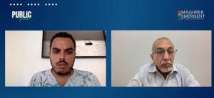 Ihsane El Kadi et Raouf Farah sur le plateau de Public Privé, Maghreb Émergent