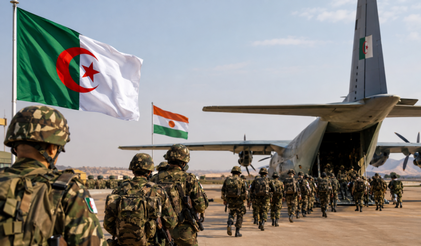 Embarquement des soldats vers l’avion militaire (IA)