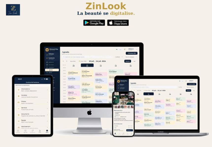 Application ZinLook affichant la réservation d'un institut de beauté à Alger