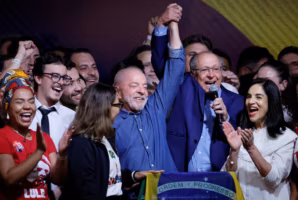 Le président brésilien, Luiz Inacio Lula da Silva, à l’issue de sa victoire